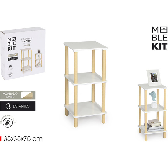 ESTANTERIA MADERA CUADR.3 NIV.WHITE MOBLEKIT image 0