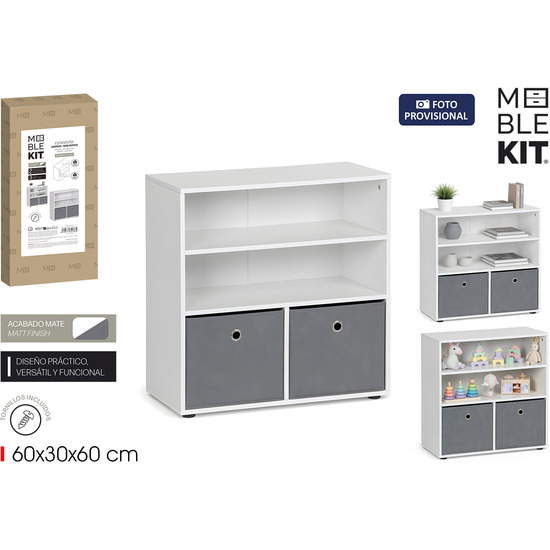 ESTANTERIA 3 NIVELES C/2 CAJONES NW MOBLEKIT image 0