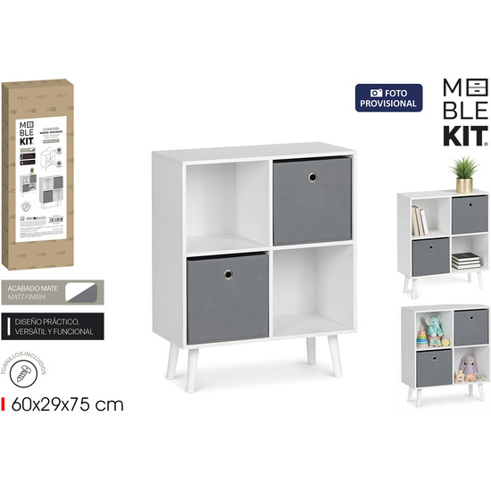 ESTANTER.CUBO 4 COMP.C/2 CAJONES NW MOBLEKIT image 0