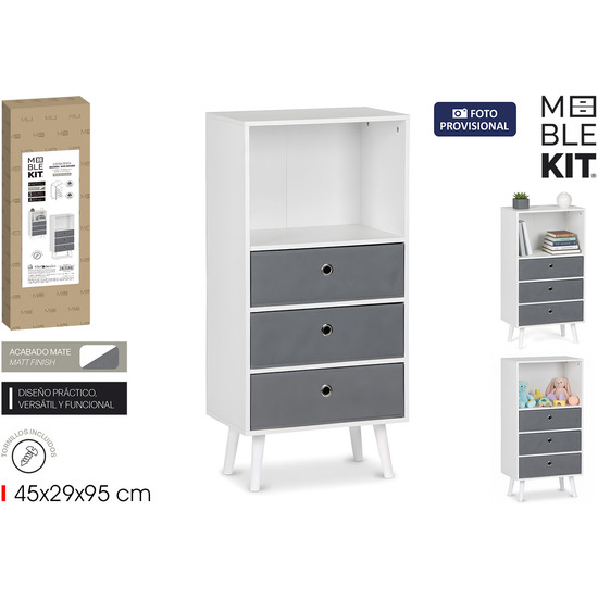 ESTANTERIA 4 NIVELES C/3 CAJONES NW MOBLEKIT image 0