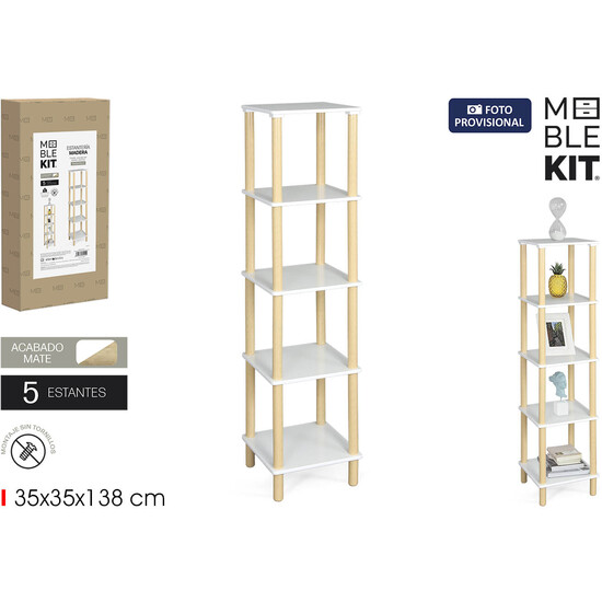 ESTANTERIA MADERA CUADR.5 NIV.WHITE MOBLEKIT image 0