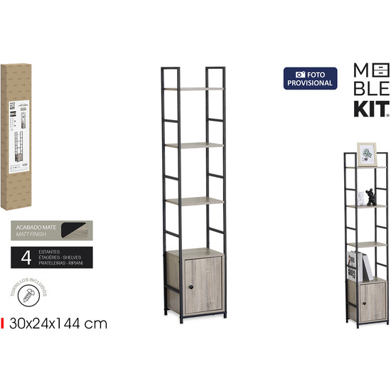 ESTANTERIA 4 NIVELES C/PUERTA CUAD. MOBLEKIT image 0