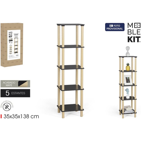 ESTANTERIA MADERA CUADR.5 NIV.BLACK MOBLEKIT image 0