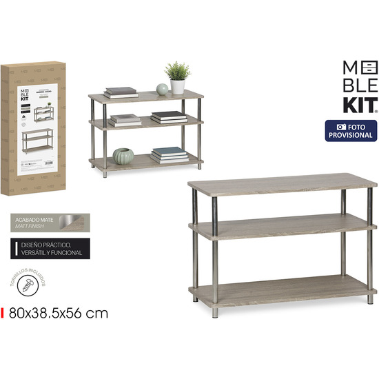ESTANTERIA MADERAACERO 3 NIVELES MOBLEKIT image 0