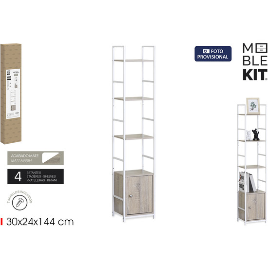 ESTANTERIA 4 NIVELES C/PUERTA CUAD. MOBLEKIT image 0