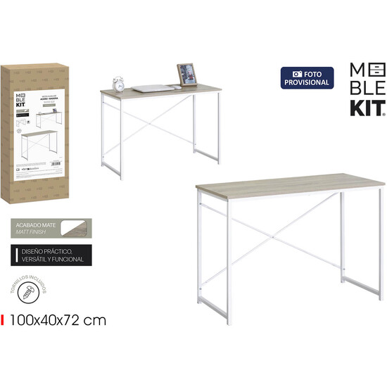 MESA ESCRITORIO MADERAMETAL WHITE MOBLEKIT image 0