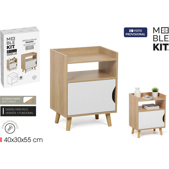 MESITA AUXILIAR C/PUERTA MADERA MOBLEKIT image 0