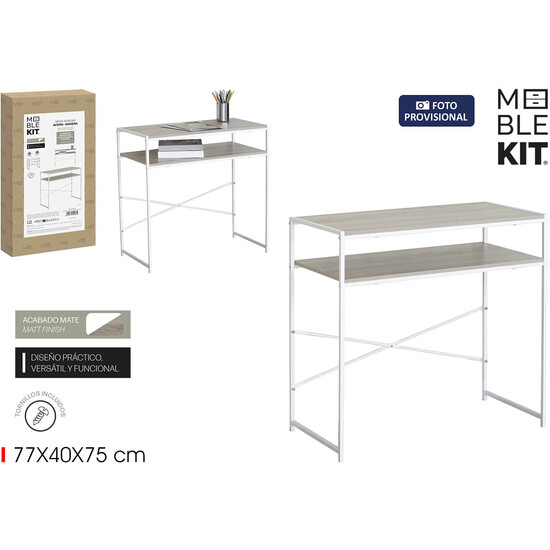 MESA ESCRITORIO 2 BALDAS MADERAMET MOBLEKIT image 0