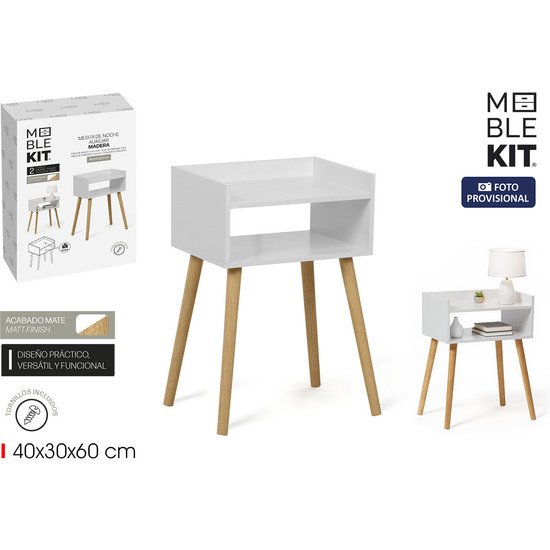 MESITA NOCHE AUXILIAR MADERA WHITE MOBLEKIT image 0