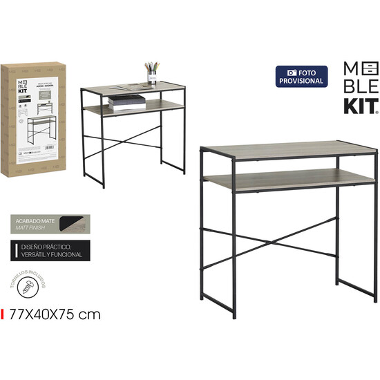 MESA ESCRITORIO 2 BALDAS MADERAMET MOBLEKIT image 0