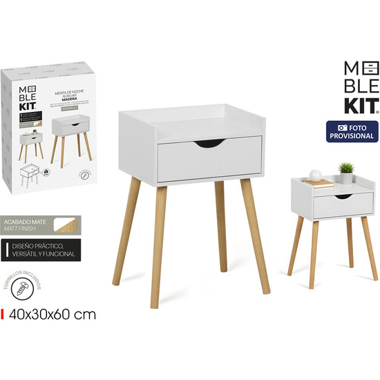 MESITA NOCHE AUX.C/CAJON MAD.WHITE MOBLEKIT image 0