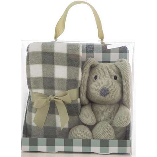 PELUCHE PERRO 26 CM CON MANTA A CUADROS 90X75 CM - MODELOS SURTIDOS image 2