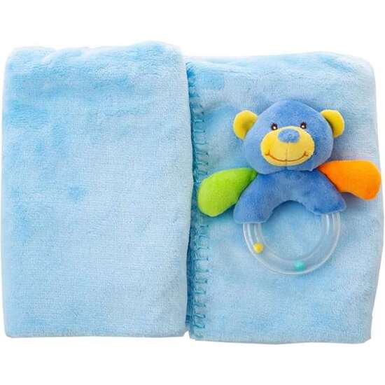SET CAJA +MANTA CORALINA 100 X 75 CM + SONAJERO OSO 16CM image 0