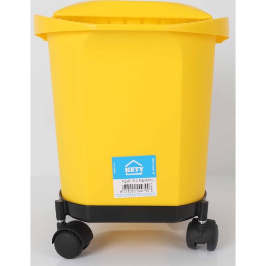 CUBO 16L C/RUEDAS. ASA Y ESCURRIDOR AMARILLO KETY image 0