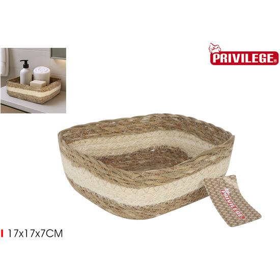 PRJ CESTA CONICA MIMBRE CUADRADA  17X17X7CM image 0