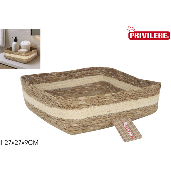 CESTA CONICA MIMBRE CUADRADA  27X27X9CMPRIVILEGE image 0