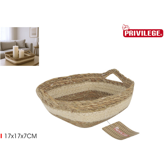 CESTA CONICA MIMBRE CUAD.C/ASA 17X17X7CM image 0