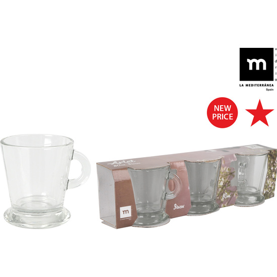 PR SET 3 TAZAS CON PIE 80CC ARLET image 0