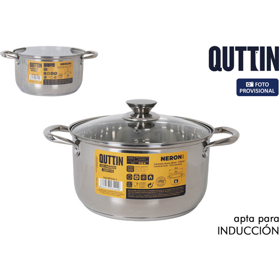 CACEROLA 24CM6L ACERO IND. C/T NEW NERON QT image 0