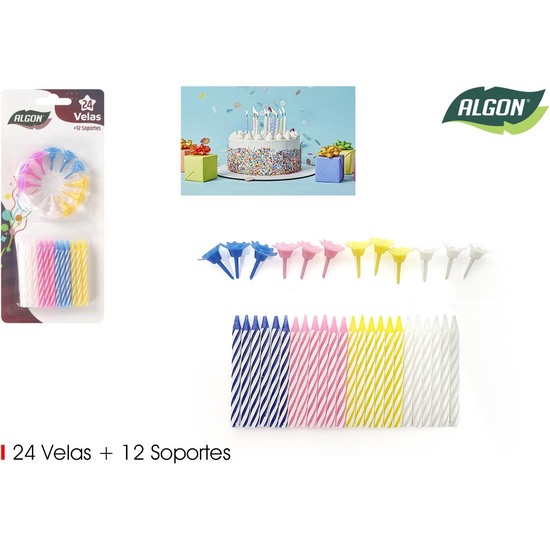 SET24 VELAS CUMPLEAÑOS C/12 ACCES. ALGON image 0