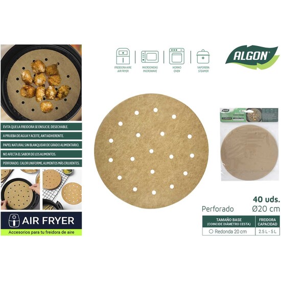 144 SET40 PAPEL AIRFRYER PERFO RED.20C ALGON image 0