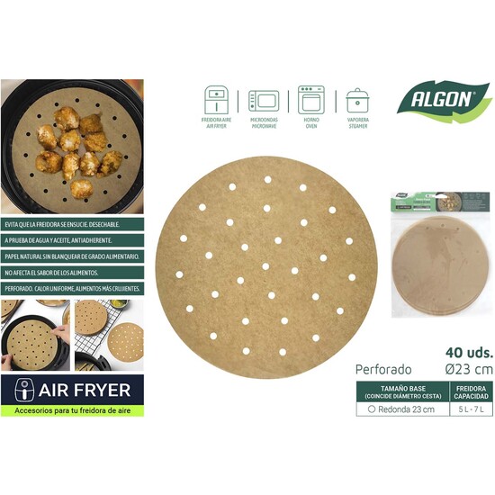 144 SET40 PAPEL AIRFRYER PERFO RED.23C ALGON image 0