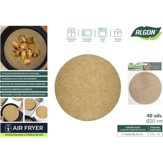 144 SET40 PAPEL AIRFRYER REDONDO 20CM ALGON image 0