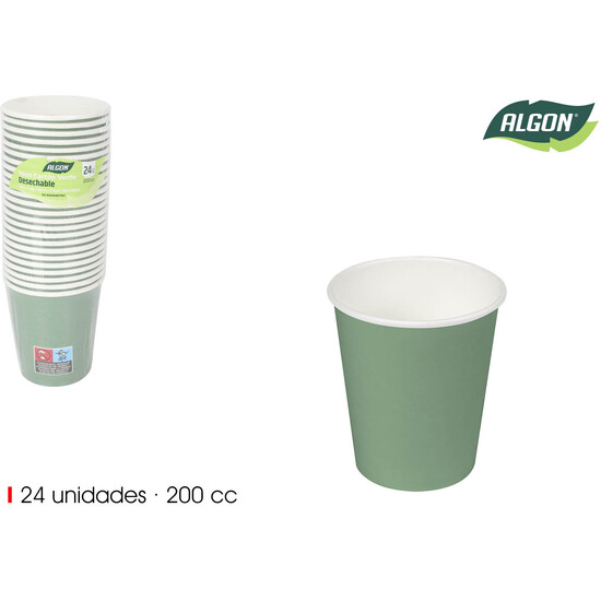 SET24 VASO CARTON VERDE 200CC ALGON image 0