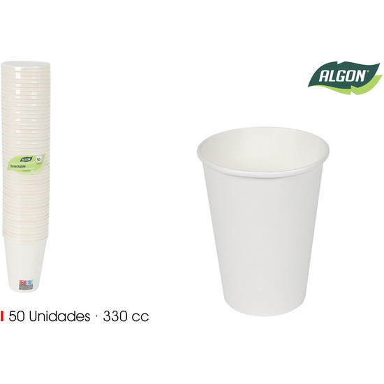 SET50 VASO BLANCO CARTON 330CC ALGON image 0