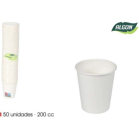 SET50 VASO BLANCO CARTON 200CC ALGON image 0