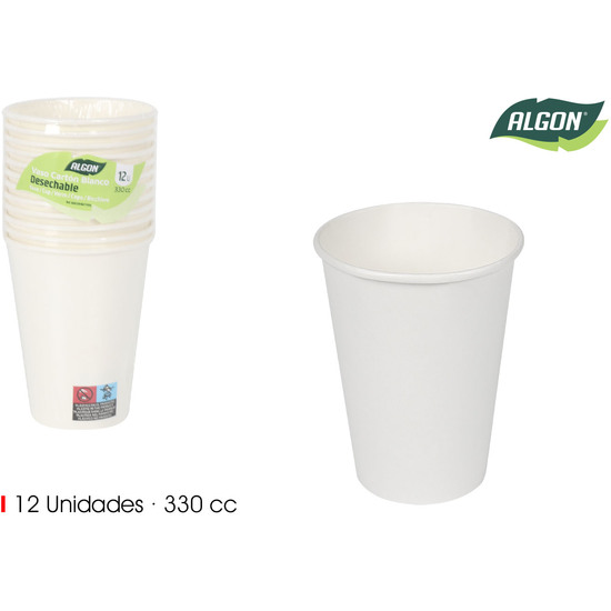 SET12 VASO BLANCO CARTON 330CC ALGON image 0