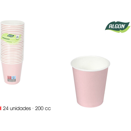 SET24 VASO CARTON ROSA BABY 200CC ALGON image 0