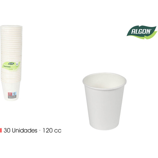 SET30 VASO BLANCO CARTON 120CC ALGON image 0