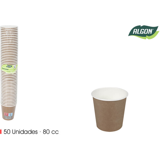 SET50 VASO CARTON MARRON  80CC ALGON image 0