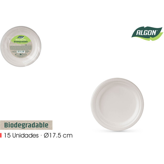 -13056- SET15 PLATO BIODEGRADA.17.5CM QUALI ALGON image 0