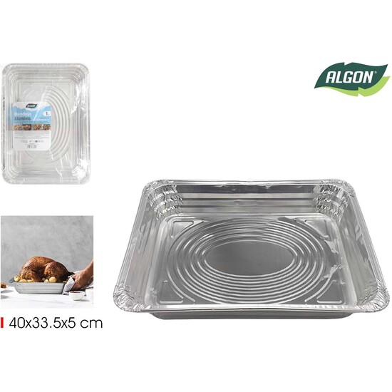 BANDEJA ALUMINIO RECT.40X33.5X5CM ALGON image 0