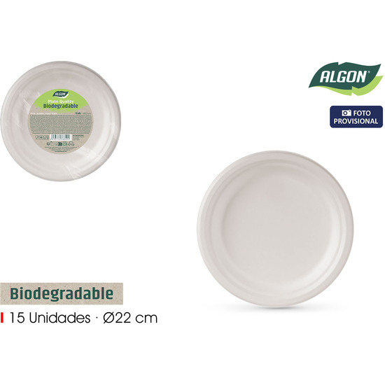-13032- SET15 PLATO BIODEGRADA.22CM QUALITY ALGON image 0