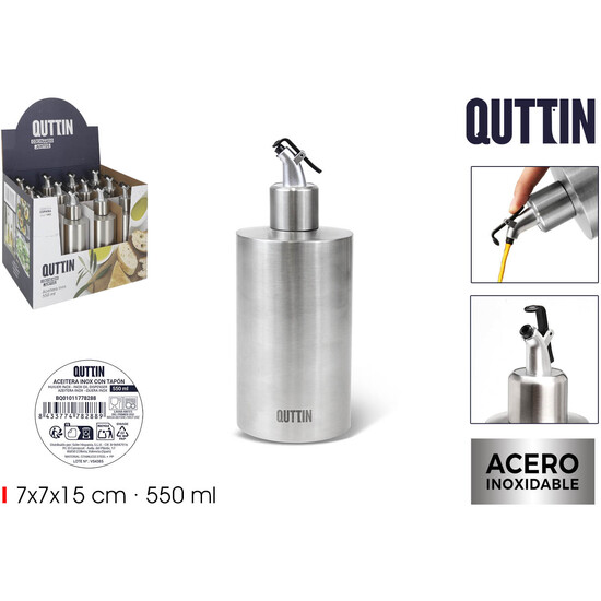 48 ACEITERA INOX 550ML C/TAPON QUTTIN image 0