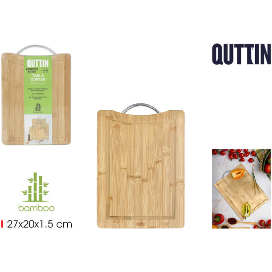 TABLA CORTAR BAMBU C/ASA 27X20X1.5C QUTTIN image 0