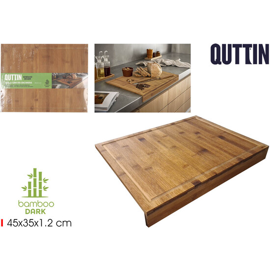 TABLA CORTAR BAMBU DARK BORDE 45X35 QUTTIN image 0