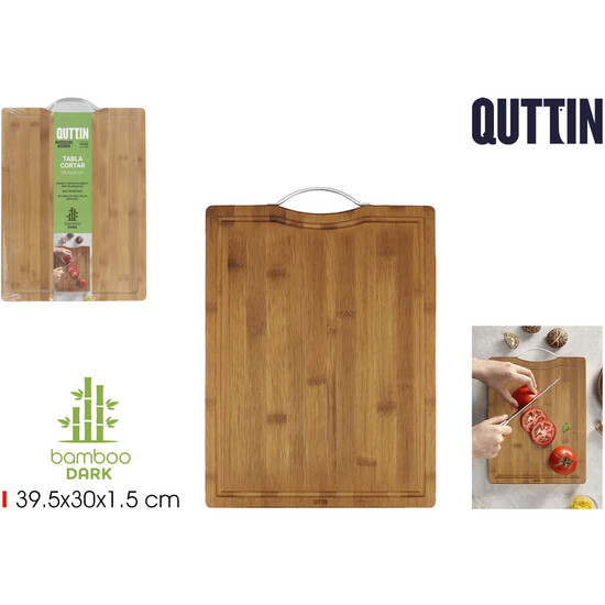 TABLA CORTAR BAMBU DARK C/ASA 39.5C QUTTIN image 0