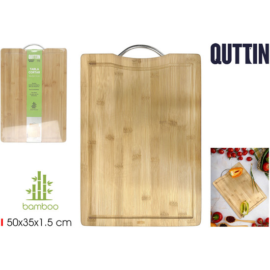 TABLA CORTAR BAMBU C/ASA 50X35X1.5C QUTTIN image 0