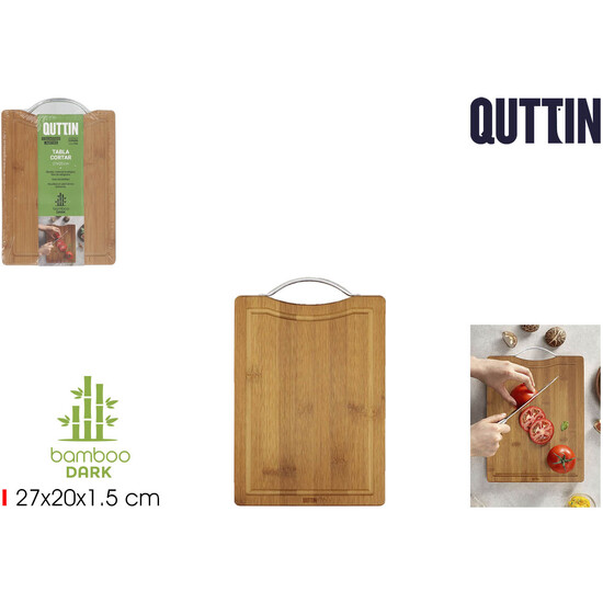 TABLA CORTAR BAMBU DARK C/ASA 27X20 QUTTIN image 0