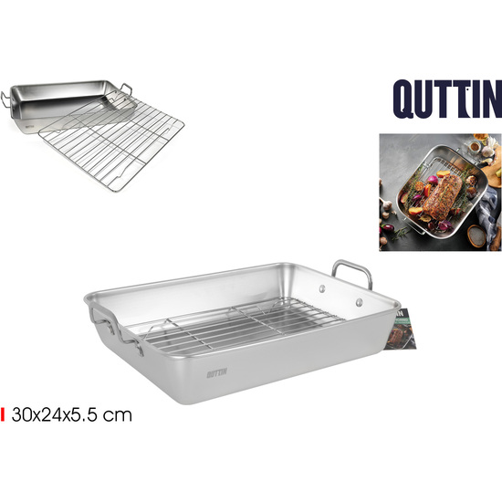 BANDEJA HORNO ACERO C/GRILL 30X24CM QUTTIN image 0
