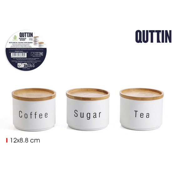 BOTE METAL COCINA TAPA BAMBU 3SURT QUTTIN image 0