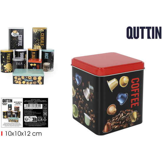 BOTE METAL CAPSULAS CAFE 10X10X12CM QUTTIN image 0