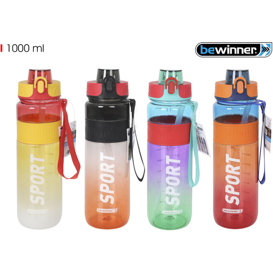BOTELLA SPORT AGUA TRANSP.MULTIC.1L BEWINNER image 0