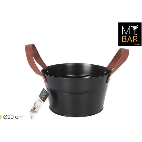 CUBO METAL RED.ASAS PIEL BLACK 20CM MY BAR image 0