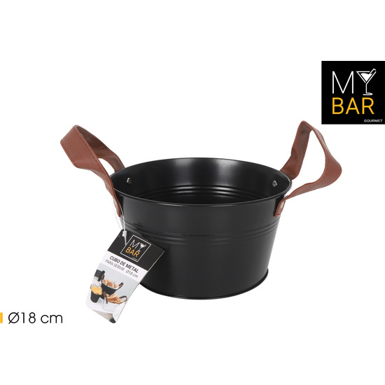 CUBO METAL RED.ASAS PIEL BLACK 18CM MY BAR image 0