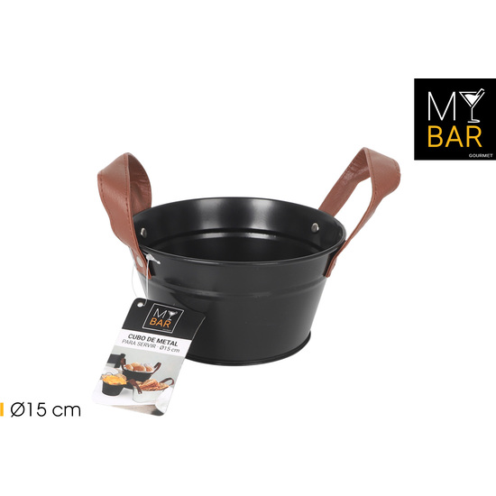 CUBO METAL RED.ASAS PIEL BLACK 15CM MY BAR image 0